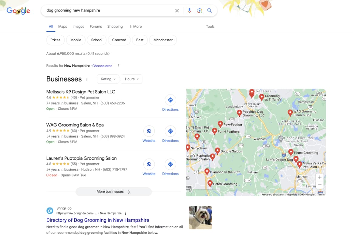 local search results